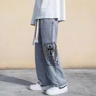 涼感寬鬆高街排汗薄款牛仔褲夏季 長褲素界 上新潮牌闊腿 男士 男款 複古吸濕美式夏季直筒