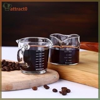 ATTACT 70/75ml Espresso 小酒杯雙噴嘴玻璃量杯耐熱手柄透明刻度酒牛奶咖啡量杯 TW