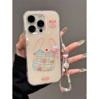 ins韓風甜品蛋糕購物袋手鏈適用iPhone16/15/14女13手機殻12軟11 RGVV