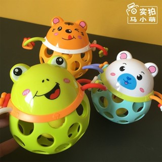 熱銷#軟膠手抓球觸覺感知球洞洞可啃咬嬰兒手搖鈴球類玩具寶寶抓握訓練cj05