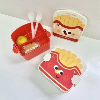 微波便當盒 韓國便當盒 趣味薯條上班族飯盒便攜可愛微波爐加熱辦公室水果保鮮便當盒餐具