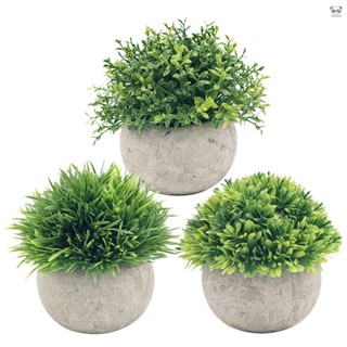 3盆模擬刺草紙漿盆套裝 仿真植物復古假花盆栽 家居裝飾