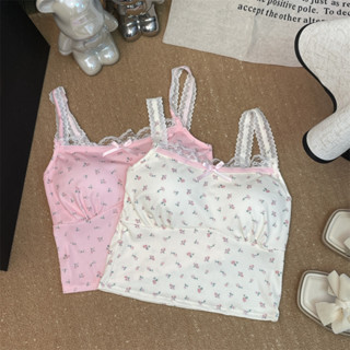 【HOT 本舖】 價~甜美溫柔蕾絲性感碎花吊帶背心女裝夏季內搭短款上衣