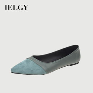 IELGY 平底黑色工作鞋女皮鞋尖頭舒適職業