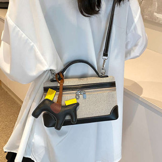 銀色包包 泰國小包 小廢包 帆布小包包女2025熱門新款韓版時尚單肩斜揹包休閒百搭方形水桶包