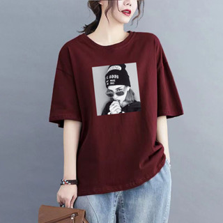 ParrotFashion100%純棉夏新款韓版寬鬆百搭圓領印花上衣休閒短袖T恤打底衫女潮