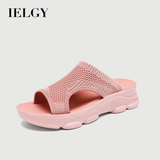 IELGY 鞋子女式夏季坡跟拖鞋女式網眼鏤空透氣涼鞋