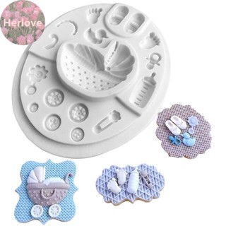 Herlove 嬰兒配件矽膠模具 DIY 翻糖蛋糕裝飾工具巧克力膠泥模具 Sugarcraft 烘焙工具 TW