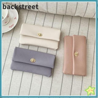 BACKSTREET手拿包（ClutchBag）,PU皮革拉鍊長款錢包,優雅的金屬扣頭多功能錢袋