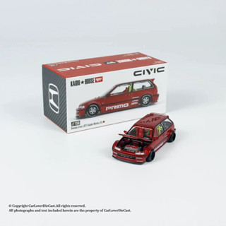 現貨速髮# 模型玩具 閤金小車 汽車模型 MINIGT1:64本田思域EF版紅色閤金賽車模型擺件