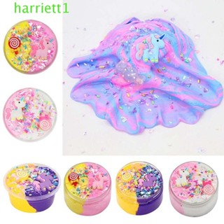 HARRIETT獨角獸粉撲粘泥粘土,塑膠粘土輕質粘土,棉泥彩虹粘液建模聚合物可愛的獨角獸兒童玩具