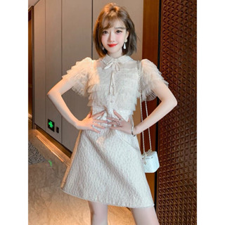 【奇奇樂百貨店】千金名媛風 珍珠亮片 短袖洋裝 蕾絲洋裝＊婚禮洋裝
