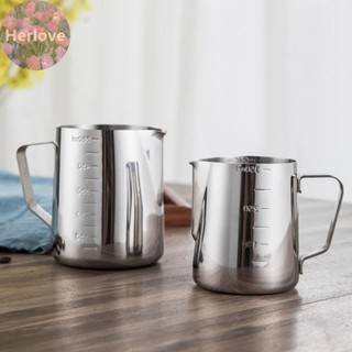 Herlove 350/600/900ML不銹鋼濃縮咖啡量杯帶刻度DIY牛奶壺咖啡用品廚房量杯TW