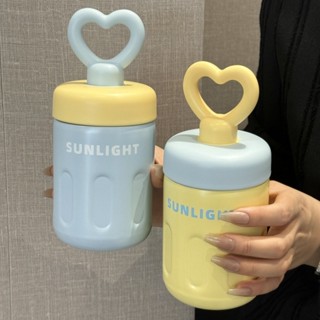 ins風保溫杯女生高顏值316不鏽鋼咖啡杯愛心提手夏季保冷外帶水杯/sdfw