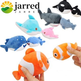 JARRED海豚鯊魚公仔模擬親子海洋動物毛絨玩具新奇卡通親吻模型Orca魚拉繩毛絨兒童玩具