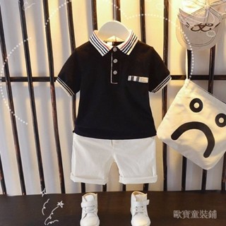 【歐寶童裝鋪】男童夏裝套裝小童兒童裝男寶寶夏季POLO衫兩件套寶寶夏季衣服