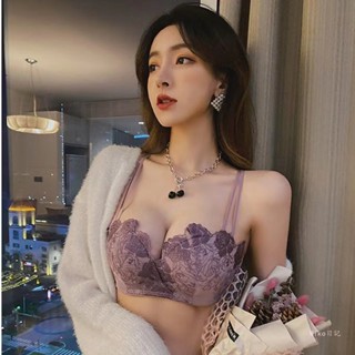 【Miko日記】無鋼圈 內衣 性感 女 刺繡 蕾絲 加厚 美背 小胸顯大 聚攏 上託 收副乳 舒適 透氣 無痕