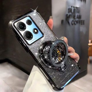旋轉陀螺設計支架手機殼適用於 Infinix Note 30 4G X6833B X6716B 外殼創意豪華電鍍閃光漸變