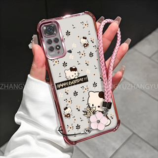 Redmi Note 11 11s pro 4G 5G手機殼可愛貓花防摔四角矽膠TPU透明軟殼HD002手機殼
