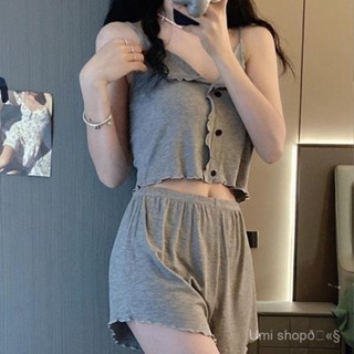 睡衣女夏季薄款莫代爾帶胸墊傢居服2025新款夏天套裝短褲ins寬鬆顯瘦休閒居家運動短褲 真理褲 休閒褲 休閒短褲大碼女裝