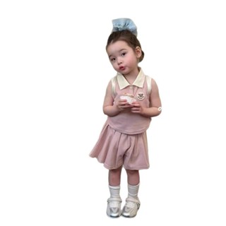 【HOT 本舖】童裝 女童套裝夏裝2025新款兒童洋氣時髦衣服寶寶POLO衫短裙兩件套夏季