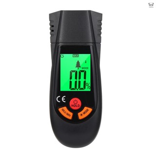 木材水分測試儀 數字溼度檢測儀 手持式溼度計 帶背光 LCD 顯示屏 3種測量模式 用於木材/牆體/紙張 黑色 PM68