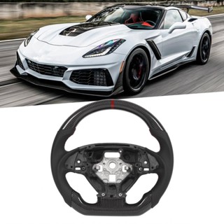 定製的碳纖維方向盤納帕穿孔皮革適合雪佛蘭Corvette C7 2014-2019