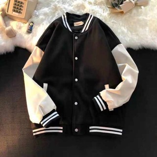 棒球衫 棒球衣 2024新款美式棒球服外套男春秋oversize時尚黑白拼接運動港風夾克