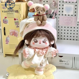 VANES1套棉娃娃衣服,裝束睡衣20釐米棉娃娃衣服,星星帽子時尚咖啡色（Brown）毛絨娃娃衣服
