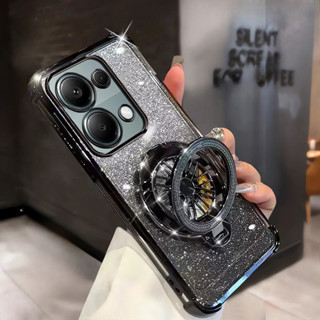 旋轉陀螺設計支架手機殼適用於 Redmi Note 13 Pro 4G 13Pro 外殼創意豪華電鍍閃光漸變閃光矽膠軟