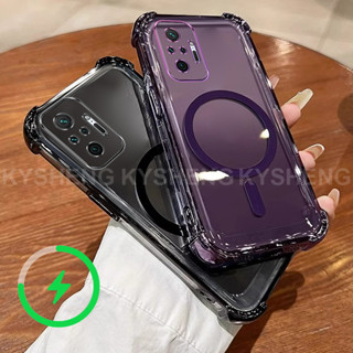 Redmi Note 10 Pro 4G Note 10 5G手機殼TPU磁吸充電四角防摔透明軟殼WBQ手機殼