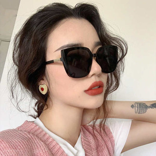 ins 半框眼鏡 鏡框 眼鏡 黑框眼鏡 歐美太陽鏡女顯瘦潮2024新款方大框防紫外線ins眼鏡復古墨鏡大臉