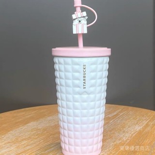 [質量保證]星巴克玉米杯23聖誕新款節日萌寵杯塞粉色漸變不銹鋼吸管杯馬克杯-----東華優選商店 DZES