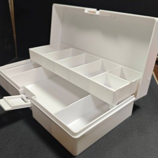 【臺灣熱銷】收納盒 小型家用戶外耐摔雙層收納盒 自由滑動雙層多格零散收納盒