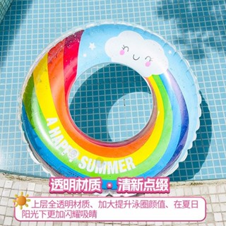 彩虹笑臉游泳圈兒童成人泳圈充氣浮圈可愛卡通戲水玩具水泡