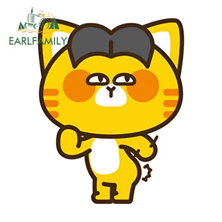 EARLFAMILY 貓車貼卡哇伊藝術車水瓶摩托車筆記本電腦保險槓 PVC 貼花遮擋劃痕賽車配件