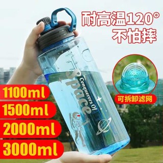 咖啡隨行杯 雙層玻璃杯 【茶水分離】超大透明水杯民工地運動健身趕海厚運動壺塑膠旅行壺