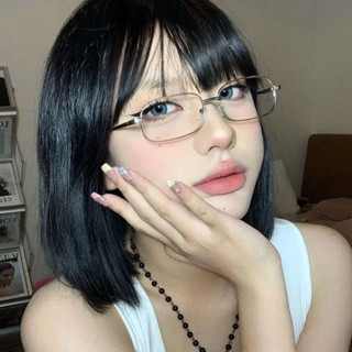 眼鏡防滑 半匡眼鏡 眼鏡框 漫絲AI女主金邊小方形斯文敗類眼鏡框架日系時尚凹造型配度數素顏