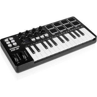 鍵盤，迷你 Kb-25 25 鍵 Midi 控製器，帶 8 個背光鼓墊、8 個旋鈕和音調彎曲輪、調製輪