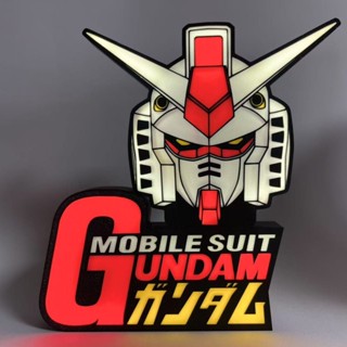GUNDAM立體字母擺件，RX-78-2，桌面創意動漫擺件，臥室壁掛式可發光裝飾品