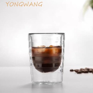 YONGWANG咖啡玻璃杯,85/150/350毫升雙層壁咖啡杯,飲水杯耐熱透明的酒杯飲料
