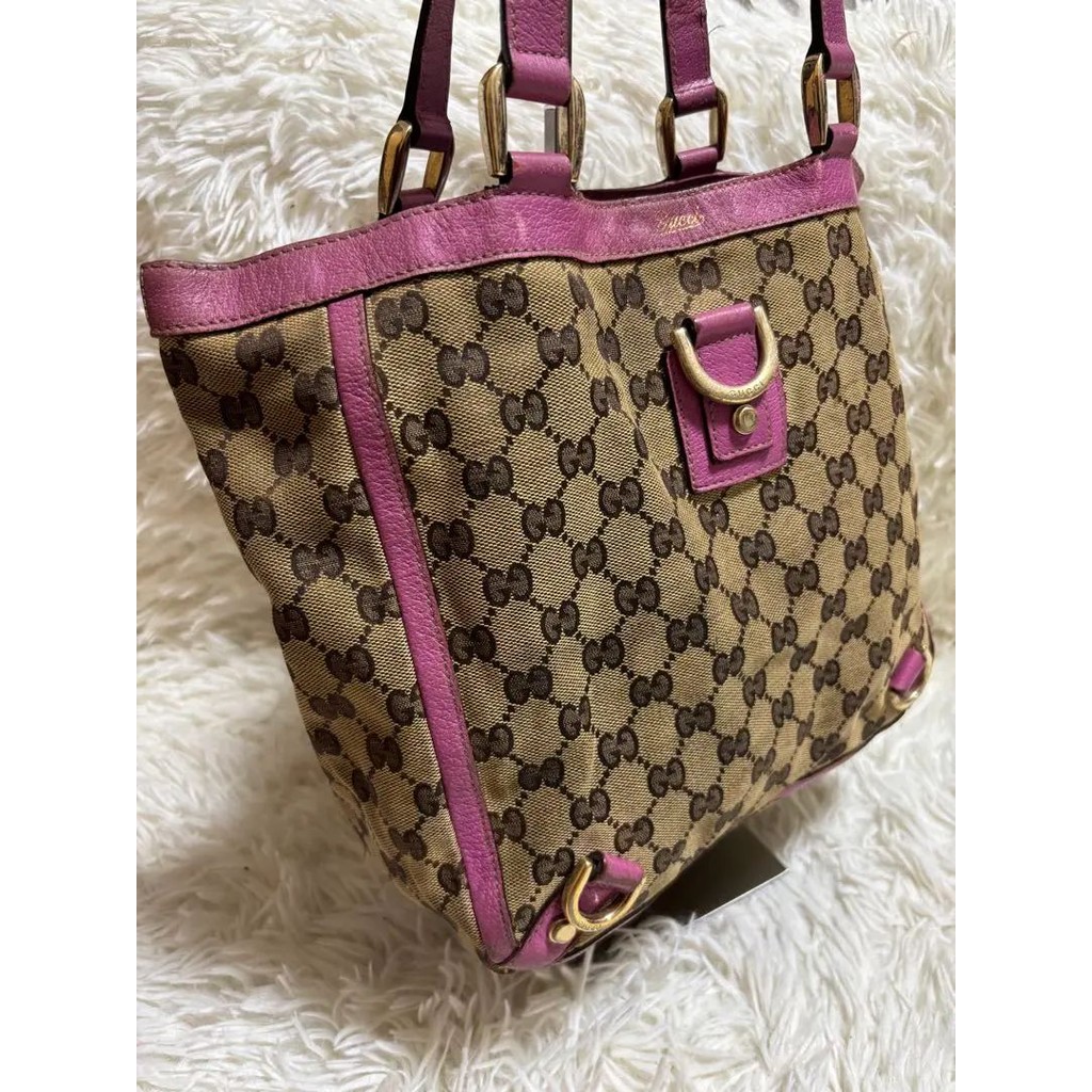 GUCCI 古馳 托特包 Abbey系列 GG紋 日本直送 二手