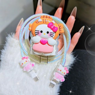 可愛的 Hello Kitty 充電器電纜保護套適用於 18W 20W 適用於 Iphone 15 14 13 Pro