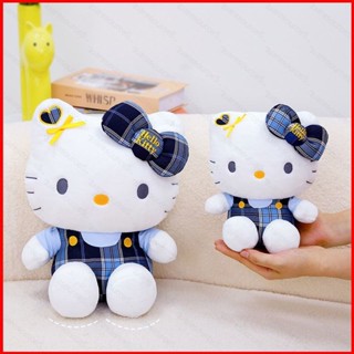 SQ5 可愛格子 Hello Kitty 毛絨公仔女孩家居裝飾毛絨玩具兒童抱枕靠墊 QS5