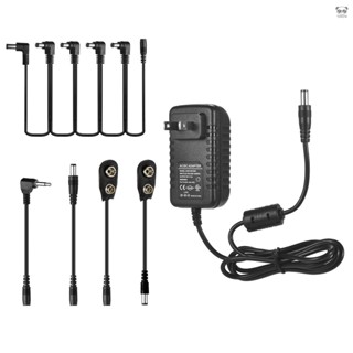 卡鈴(Caline) CP-07A 9V效果器適配器 配一拖五拓撲線 電池線 極性轉換線 100-240V 黑色 美規
