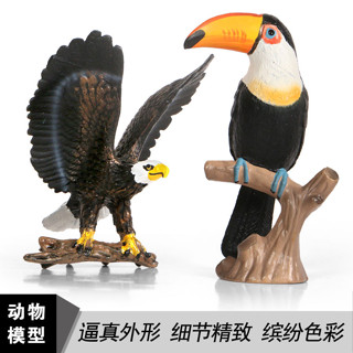 40兒童實心模擬動物模型套裝塑膠擺件科教認知飛禽鳥類老鷹鸚鵡鴞KK0523