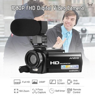 Andoer HDV-201LM 1080P全高清DV攝像機 配2個電池 + M105外接麥克風