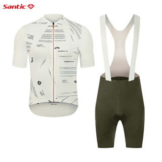 Santic 男士騎行服透氣短袖騎行服騎行短褲海綿坐墊賽車版自行車套裝 TM25CT101W
