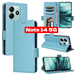 適用於 Redmi Note 14 5G 4G 2025 手機殼翻蓋皮革錢包卡架支架磁性支架外殼 Note14 No t