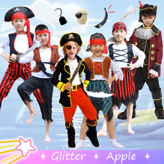 傑克斯派洛船長角色扮演服裝連身衣套裝兒童男孩加勒比海盜萬聖節派對嘉年華服裝